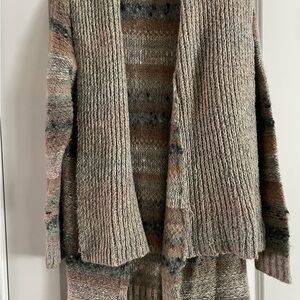 Maurices Open-Front Cardigan in Taupe and Brown Mix